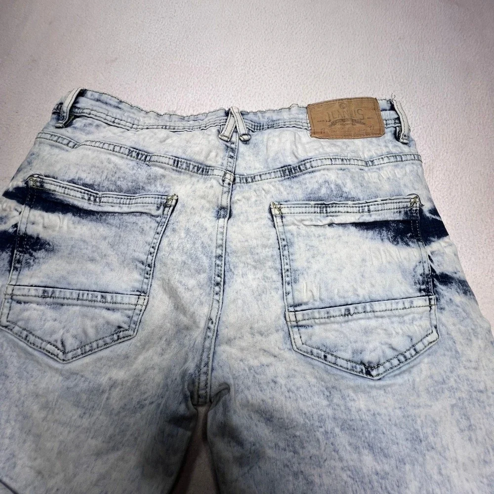 Jeanius Akademiks Jeans Mens 32 Light Blue Acid Wash Distressed Streetwear Denim
